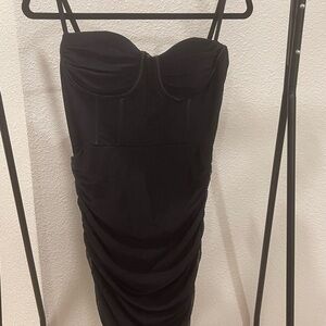 Black Ruched Bodycon Dress